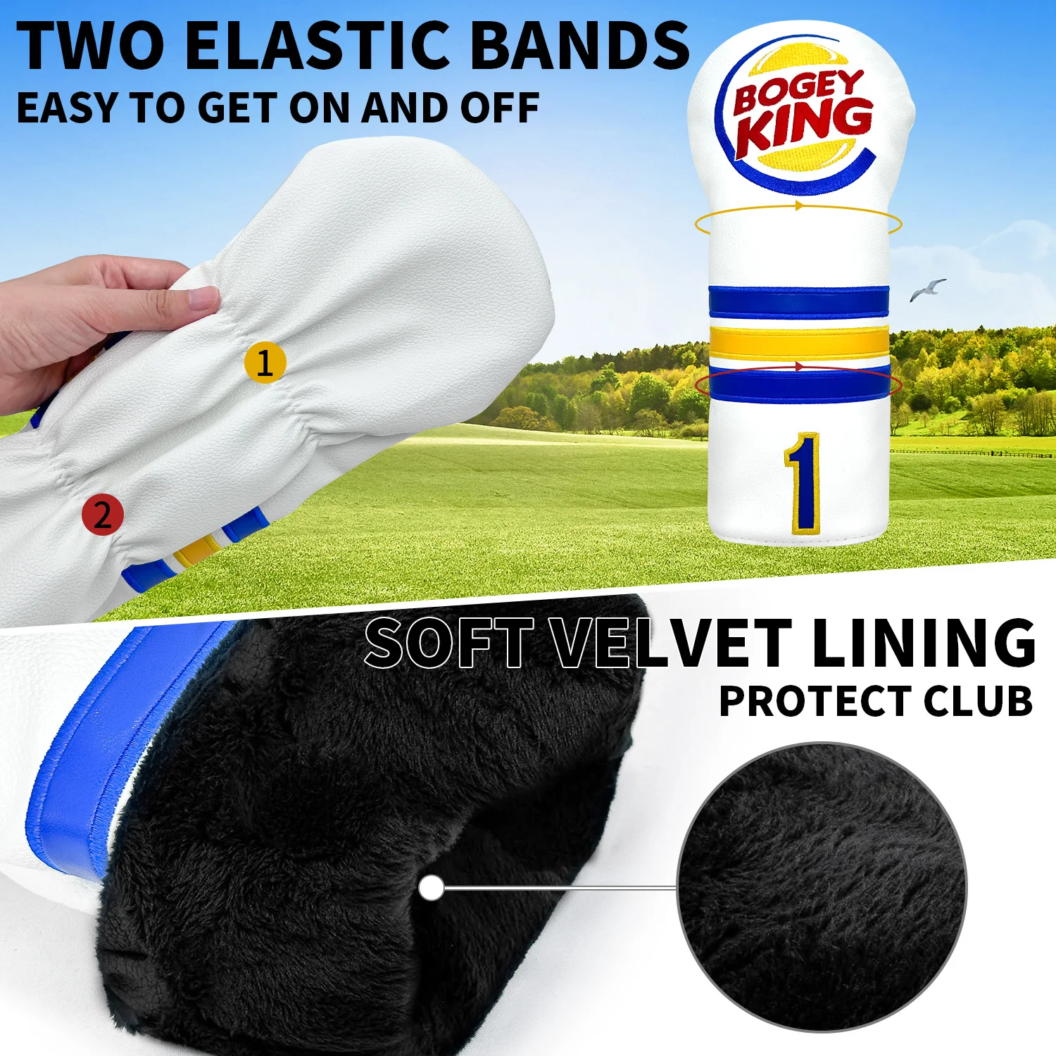 White Golf Club Head Cover Fas - Golf Driver recension och pris